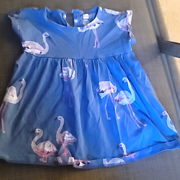 Yeah Collection Blue and Pink Flamingo Dress - Picture 1 of 4